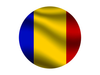 Romania Waving national flag with inside sticker round circke isolated on white background. original colors and proportion. Vector illustration, from countries flag set