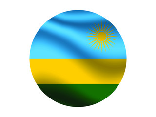 Rwanda Waving national flag with inside sticker round circke isolated on white background. original colors and proportion. Vector illustration, from countries flag set