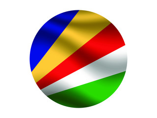 Seychelles Waving national flag with inside sticker round circke isolated on white background. original colors and proportion. Vector illustration, from countries flag set