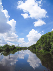 Lake reflection on a sunny day