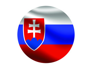 Slovakia Waving national flag with inside sticker round circke isolated on white background. original colors and proportion. Vector illustration, from countries flag set