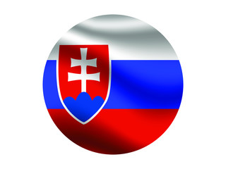 Fototapeta premium Slovakia Waving national flag with inside sticker round circke isolated on white background. original colors and proportion. Vector illustration, from countries flag set