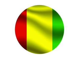 Fototapeta premium Guinea Waving national flag with inside sticker round circke isolated on white background. original colors and proportion. Vector illustration, from countries flag set