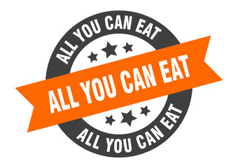 Fototapeta premium all you can eat sign. all you can eat orange-black round ribbon sticker