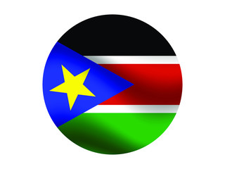  South Sudan Waving national flag with inside sticker round circke isolated on white background. original colors and proportion. Vector illustration, from countries flag set