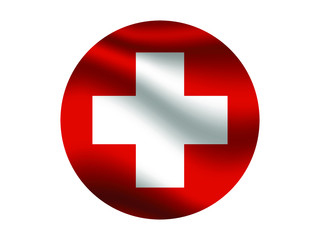 Fototapeta premium Switzerland Waving national flag with inside sticker round circke isolated on white background. original colors and proportion. Vector illustration, from countries flag set