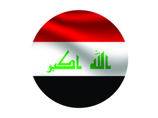 Iraq Waving national flag with inside sticker round circke isolated on white background. original colors and proportion. Vector illustration, from countries flag set