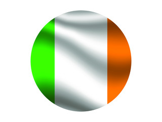 Ireland Waving national flag with inside sticker round circke isolated on white background. original colors and proportion. Vector illustration, from countries flag set