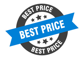 best price sign. best price blue-black round ribbon sticker