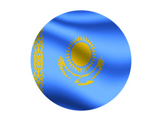 Kazakhstan Waving national flag with inside sticker round circke isolated on white background. original colors and proportion. Vector illustration, from countries flag set