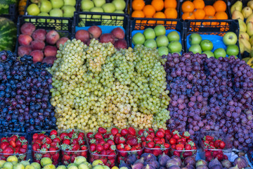 Organic fruits at the farmers market in Bodrum, Turkey