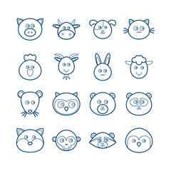 Set of modern vector line animals icons for web design - 294133659