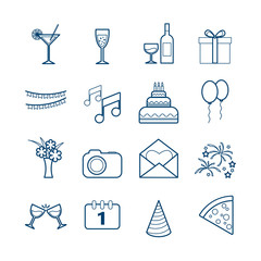 Set of party and celebration modern vector line icons for web design - 294133664