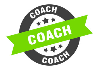 coach sign. coach black-green round ribbon sticker