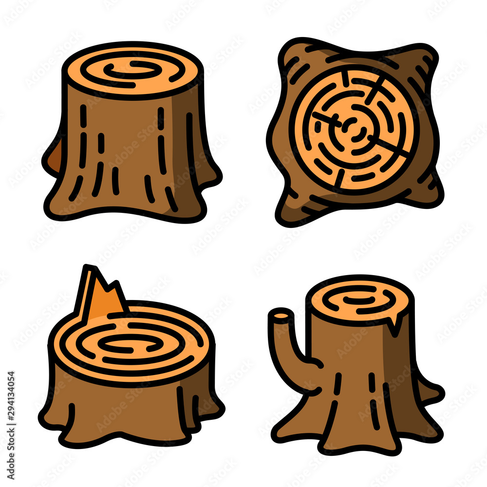 Poster stumps icons set. outline set of stumps vector icons for web design isolated on white background