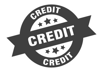 credit sign. credit black round ribbon sticker