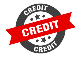 credit sign. credit black-red round ribbon sticker