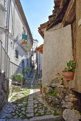 The road between the old houses of a village in the mountains of southern Italy