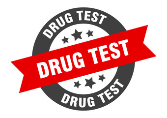 drug test sign. drug test black-red round ribbon sticker