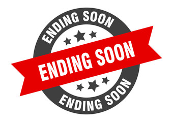 Obraz premium ending soon sign. ending soon black-red round ribbon sticker