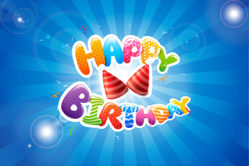 3D Colorful happy birthday calligraphy 0004