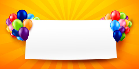 Colorful balloon with blank paper