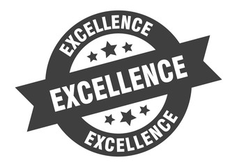excellence sign. excellence black round ribbon sticker