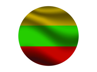 Obraz premium Lithuania Waving national flag with inside sticker round circke isolated on white background. original colors and proportion. Vector illustration, from countries flag set