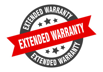 extended warranty sign. extended warranty black-red round ribbon sticker