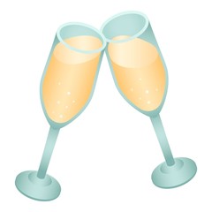Two champagne glasses icon. Isometric of two champagne glasses vector icon for web design isolated on white background