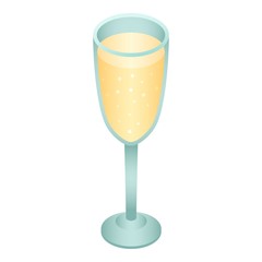 Full champagne glass icon. Isometric of full champagne glass vector icon for web design isolated on white background