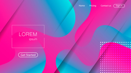 Website abstract background. Bright colorful dynamic shapes landing page