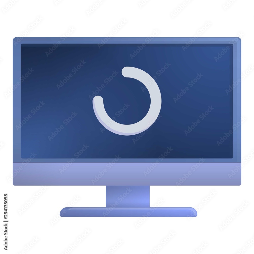Poster computer monitor update icon. cartoon of computer monitor update vector icon for web design isolated