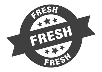 fresh sign. fresh black round ribbon sticker