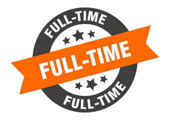 full-time sign. full-time orange-black round ribbon sticker