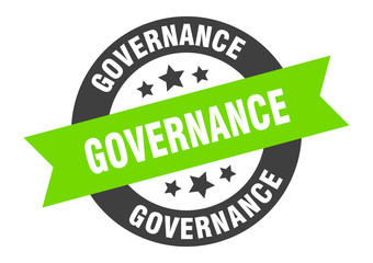 governance sign. governance black-green round ribbon sticker