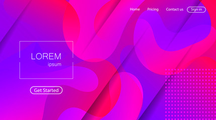 Website abstract background. Bright colorful dynamic shapes landing page