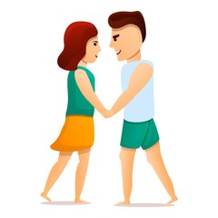 Happy lovely couple icon. Cartoon of happy lovely couple vector icon for web design isolated on white background