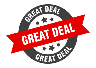 great deal sign. great deal black-red round ribbon sticker