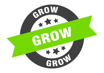 grow sign. grow black-green round ribbon sticker