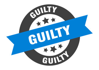 guilty sign. guilty blue-black round ribbon sticker
