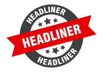 headliner sign. headliner black-red round ribbon sticker