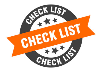 Obraz premium check list sign. check list orange-black round ribbon sticker