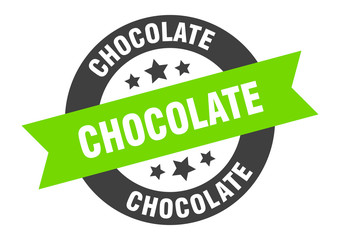 chocolate sign. chocolate black-green round ribbon sticker