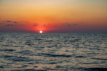 Evening sunset sun on the Black Sea