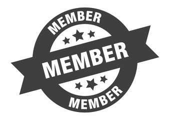 member sign. member black round ribbon sticker