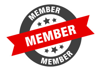 member sign. member black-red round ribbon sticker
