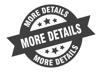 more details sign. more details black round ribbon sticker
