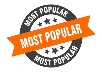 Fototapeta premium most popular sign. most popular orange-black round ribbon sticker
