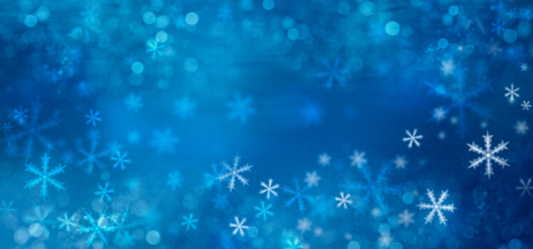 abstract winter blue background with snow